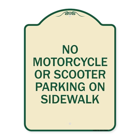 Signmission No Motorcycle or Scooter Parking on Sidewalk Heavy-Gauge Aluminum Sign, 24" x 18", TG-1824-23840 A-DES-TG-1824-23840